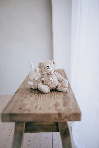 Plush Toys on Wooden Stool