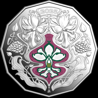 2025 50c Coloured Fine Silver Proof Coin - Christmas Festive Florals