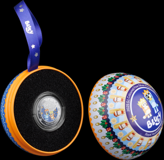 2025 $1 Coloured Fine Silver Proof Coin - Bluey Christmas