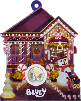 2025 $1 Coloured Uncirculated Coin - Bluey Christmas