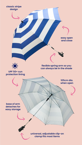 Beach Chair Umbrella - Blue Stripe