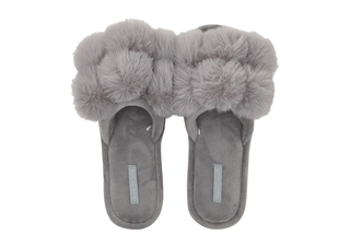 SLIPPER SUPER COSY LUXE POM POM SIZE S/M GREY