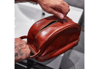 GENTLEMAN'S TOILETRIES BAG DOUBLE COMPARTMENT