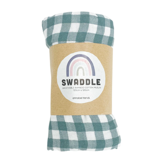 BABY SWADDLE GINGHAM OLIVE