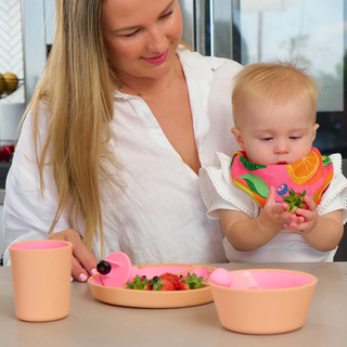 KIDS SILICONE DINNER SET PINK