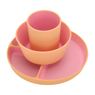 KIDS SILICONE DINNER SET PINK