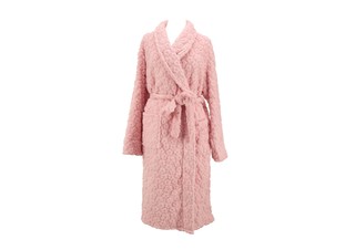 LOUNGE WEAR EMBOSSED FLOWER BATH ROBE PINK