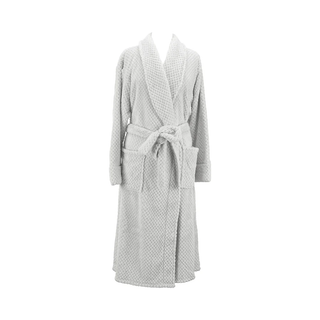 LOUNG WEAR WAFFLE BATH ROBE LIGHT GREY