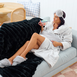 LOUNG WEAR WAFFLE BATH ROBE LIGHT GREY