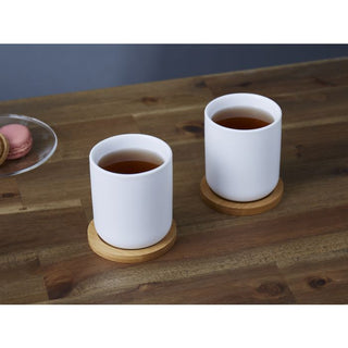 TEACUPS WITH BAMBOO COASTER SET 2